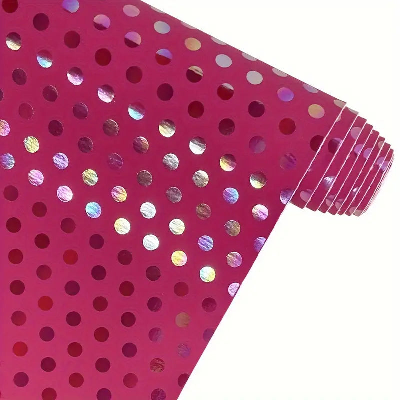 Faux Leather - Polka Dot Holographic (11 Colours) (12" x 54")