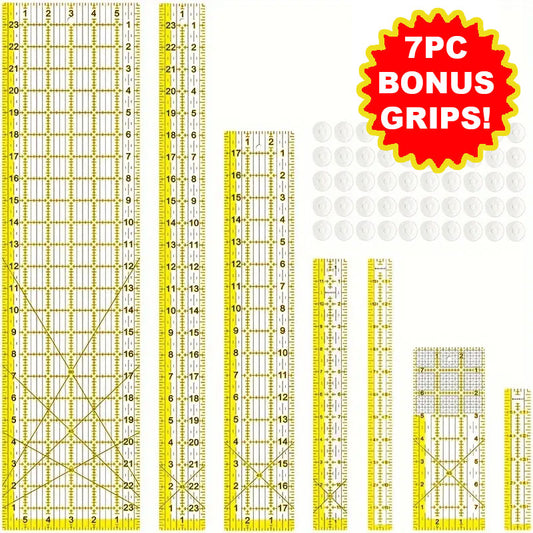 Basic Quilt Ruler Set (7pc) with BONUS Ruler Grips!