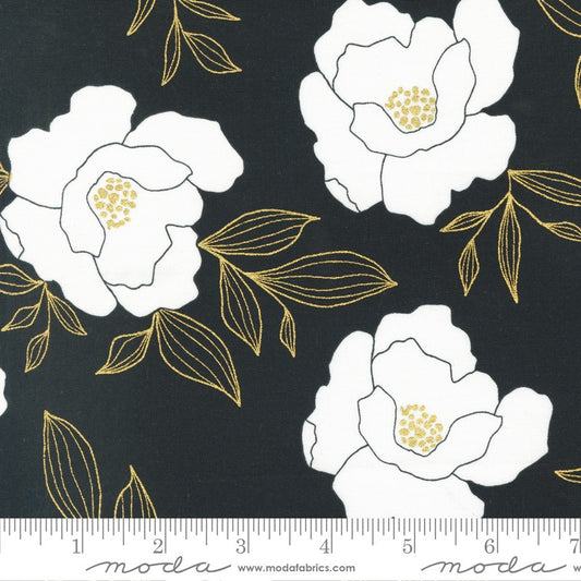 Gilded - Bold Blossoms in Ink/Gold - Alli K Designs - Moda