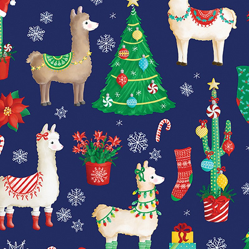 Happy Llamadays - 14427-56 in Navy - Benartex