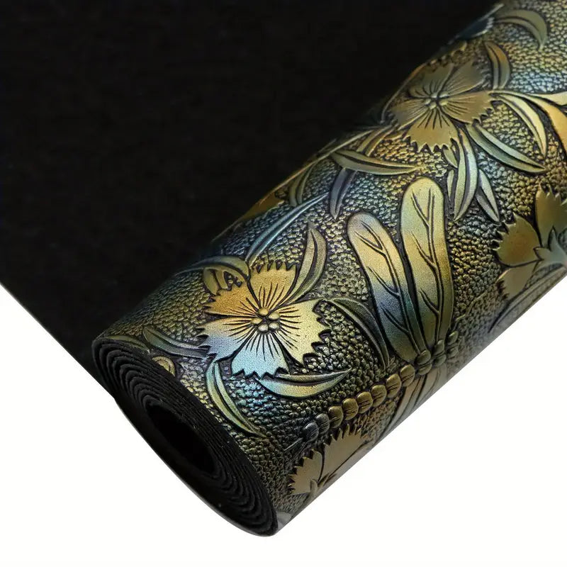 Faux Leather (Textured) Roll - Dragonfly & Butterfly Metallic (12" x 55")