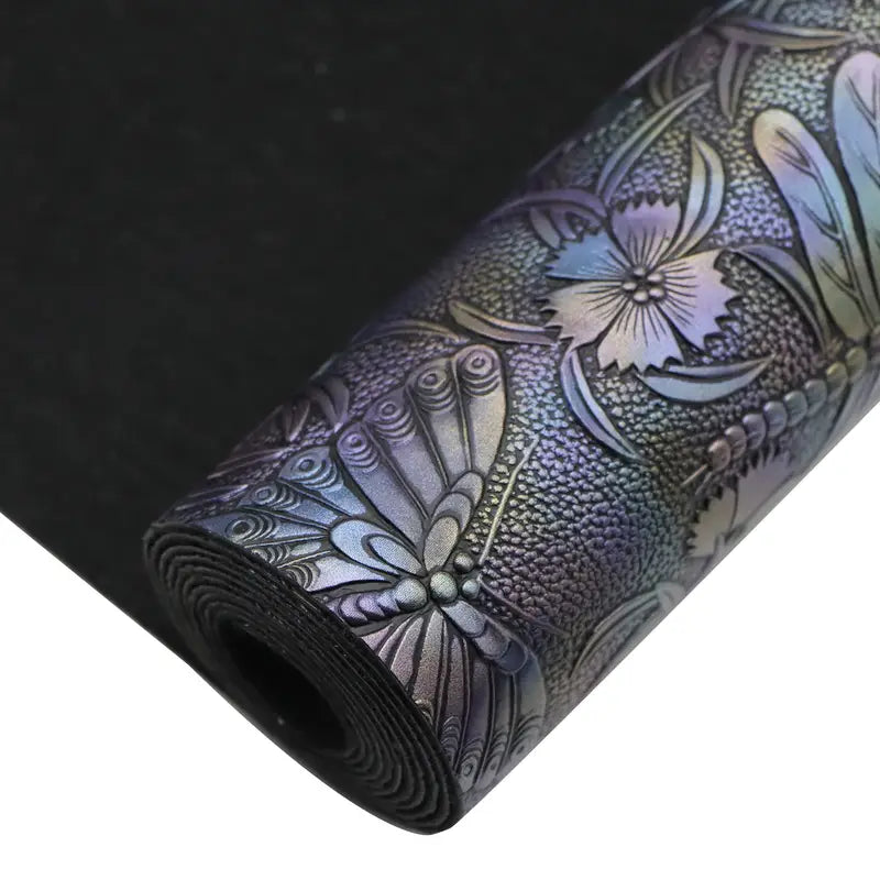 Faux Leather (Textured) Roll - Dragonfly & Butterfly Metallic (12" x 55") - Essential Notions