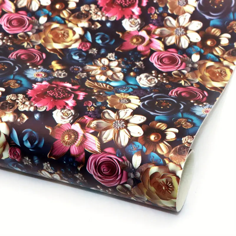 Faux Leather - Flowers of Paradise (12" x 55")