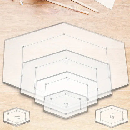 Basic Hexagon Quilting Template Kit with 1/4 Seam Allowance (6pc) - Essential Notions