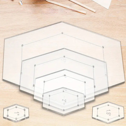 Basic Hexagon Quilting Template Kit with 1/4 Seam Allowance (6pc)