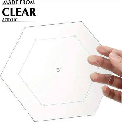 Basic Hexagon Quilting Template Kit with 1/4 Seam Allowance (6pc) - Essential Notions