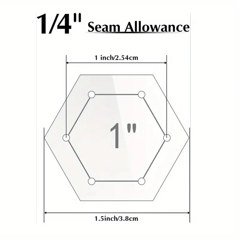 Basic Hexagon Quilting Template Kit with 1/4 Seam Allowance (6pc) - Essential Notions