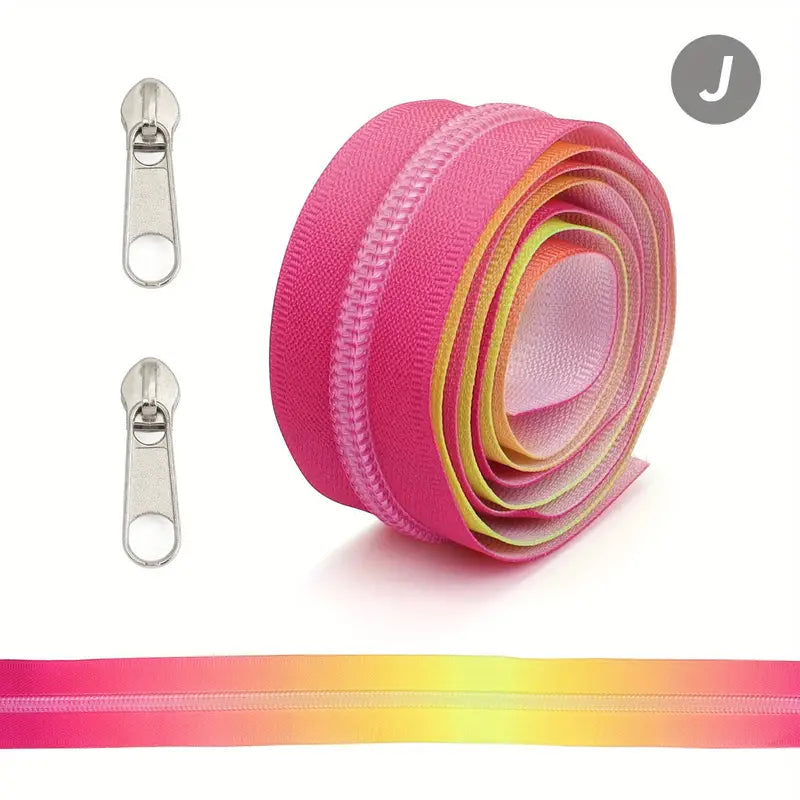 Zipper Set Nylon #5 - Rainbow Soiree (39" & BONUS 2 Pulls) - Essential Notions