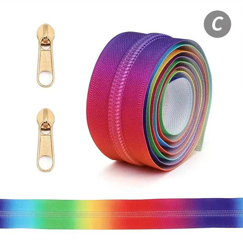 Zipper Set Nylon #5 - Rainbow Soiree (39" & BONUS 2 Pulls) - Essential Notions