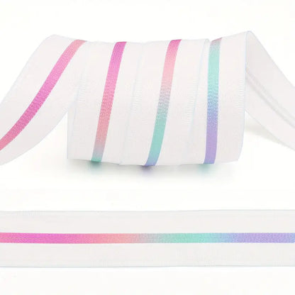 Zipper Set Nylon #5 - Rainbow Zippy White (4.9 Yards & BONUS 10 Pulls) - Essential Notions