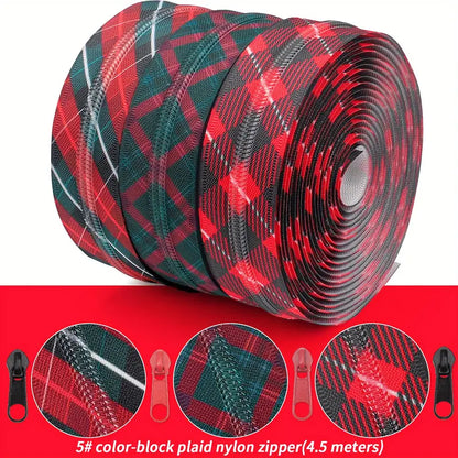 Zipper Set Nylon #5 - Tartan (4.9 Yards & BONUS 10 Pulls)