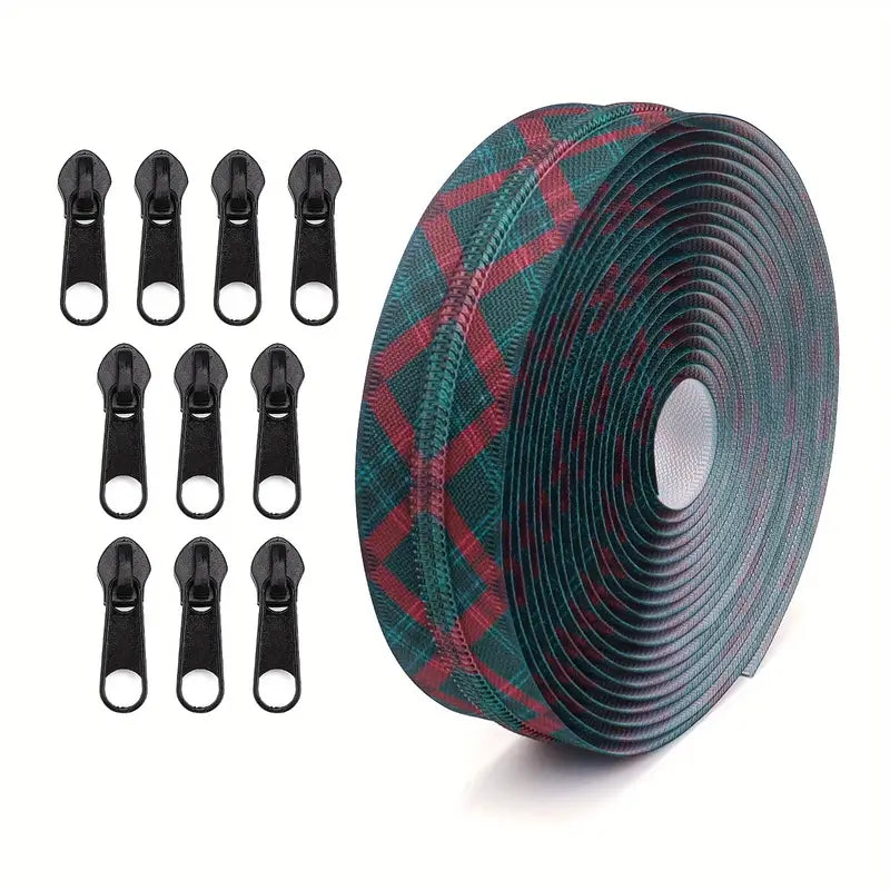 Zipper Set Nylon #5 - Tartan (4.9 Yards & BONUS 10 Pulls)