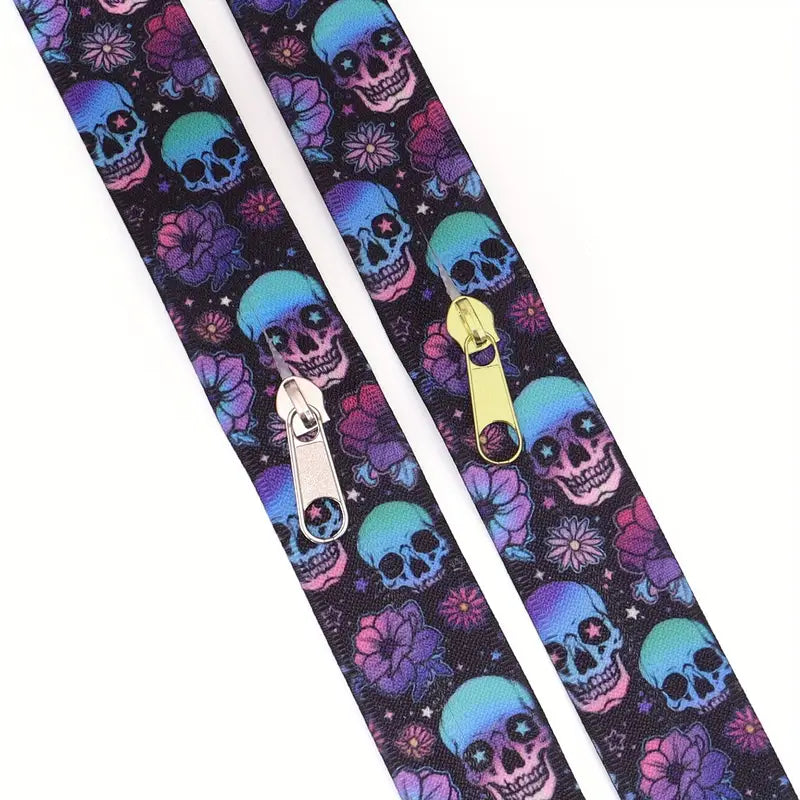 Zipper Set Nylon #5 - Gothic Skulls (4.9 Yards & BONUS 10 Pulls)