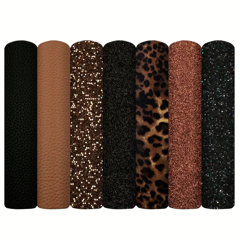 Faux Leather - Animal Print Sparkle (7pc) (7.9" x 12.9")