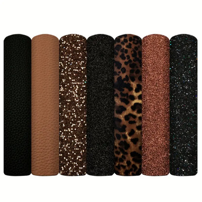 Faux Leather - Animal Print Sparkle (7pc) (7.9" x 12.9")