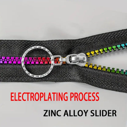 Rainbow Heart Zipper Nylon #5 - Black (20" with Alloy Pull)