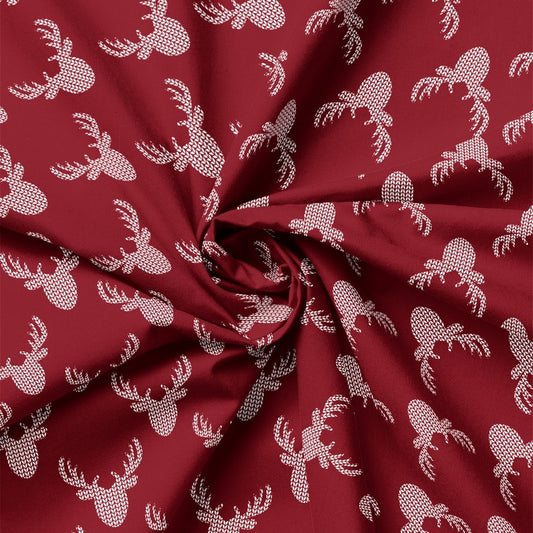 North of Ordinary - Knit Look Deer in Crimson - Camelot Fabrics (Pre-order: June 2025)