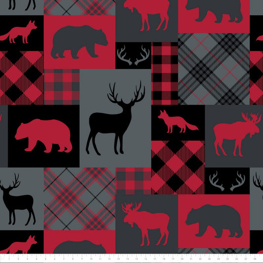 North of Ordinary - FLEECE Woodland Patchwork in Multi - Camelot Fabrics (Pre-order: June 2025)