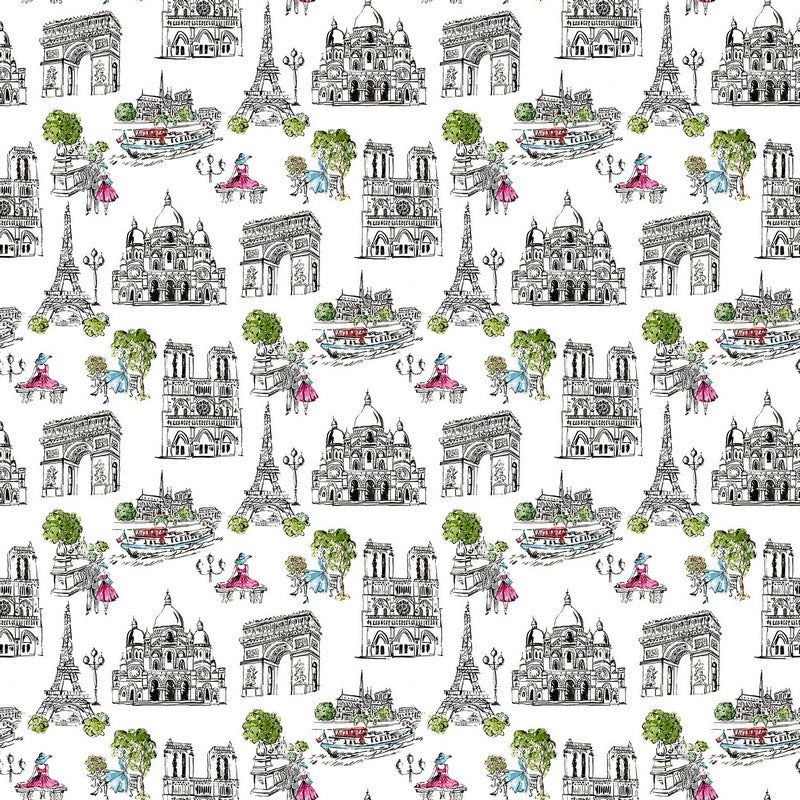 From Paris With Love - Paris Scenes in White Multi - Deborah Edwards - Northcott (Pre-order: Oct 2024)