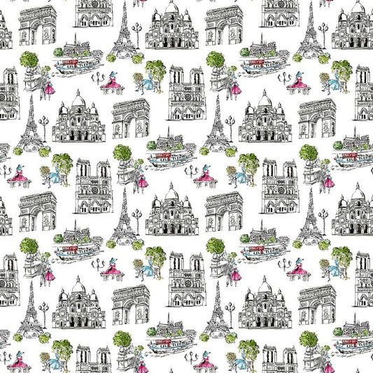 From Paris With Love - Paris Scenes in White Multi - Deborah Edwards - Northcott (Pre-order: Oct 2024)