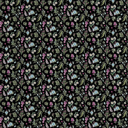 From Paris With Love - Small Floral in Black Multi - Deborah Edwards - Northcott (Pre-order: Oct 2024)