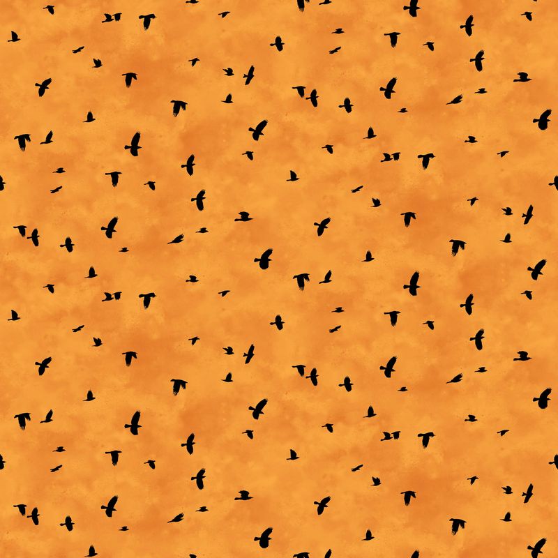 Spellbound - Mini Crows in Orange - Deborah Edwards - Northcott (Pre-order: May 2025)