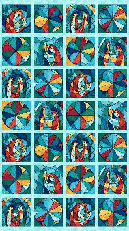 Nativity -  Blocks in Turquoise Multi - Alison McGarrigle - Northcott (Pre-order: June 2025)