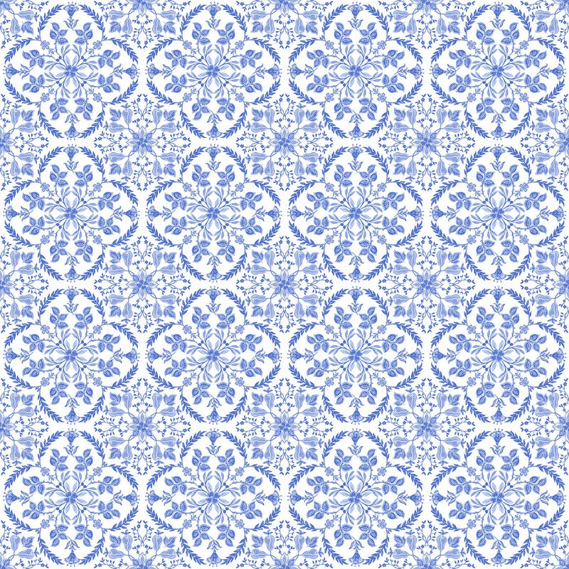 Delft Dynasty - Tile in White/Blue - Northcott (Pre-order: Sept 2025)