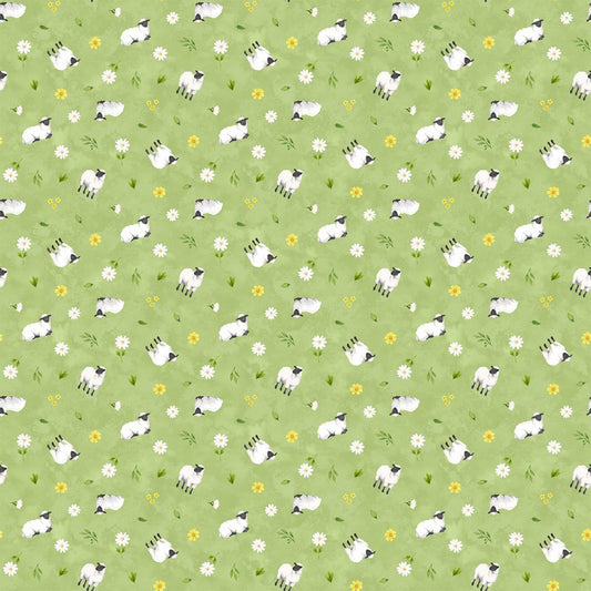 Counting Sheep - Sheep in Light Green Multi - Deborah Edwards - Northcott (Pre-order: Nov 2025)