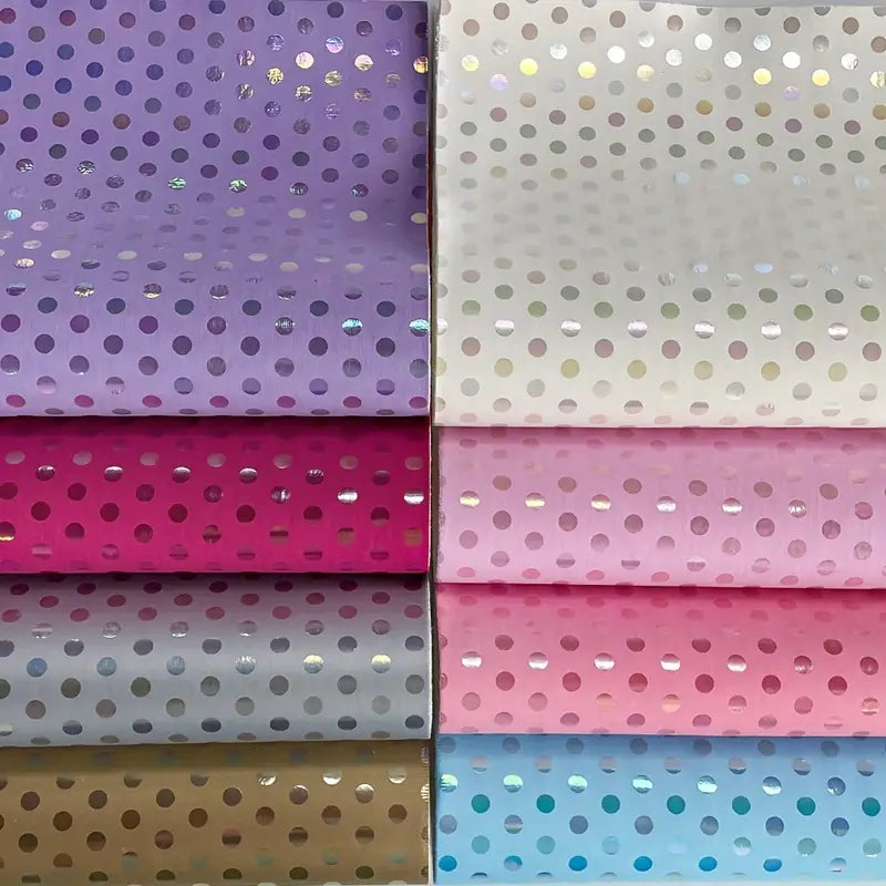 Faux Leather - Polka Dot Holographic (8pc) (8.2" x 11.8")