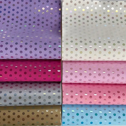 Faux Leather - Polka Dot Holographic (8pc) (8.2" x 11.8")