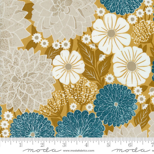 Field of Flowers - Dahlias & Zinnias in Goldenrod - Katharine Watson - Moda (Pre-order Oct 2024)