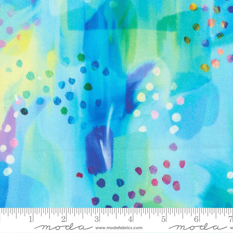 Gradients Auras - Watercolor Collage in Turquoise  - Moda