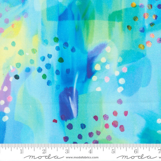 Gradients Auras - Watercolor Collage in Turquoise  - Moda