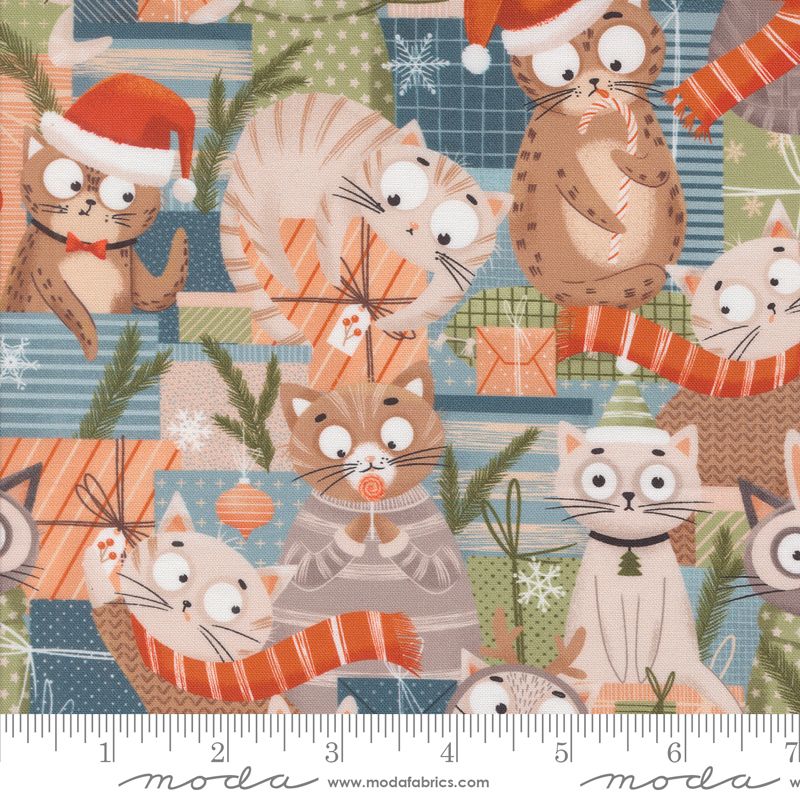 Purrfect Christmas - Jolly Kitties in Multi - Elena Amo - Moda (Pre-order: June 2025)