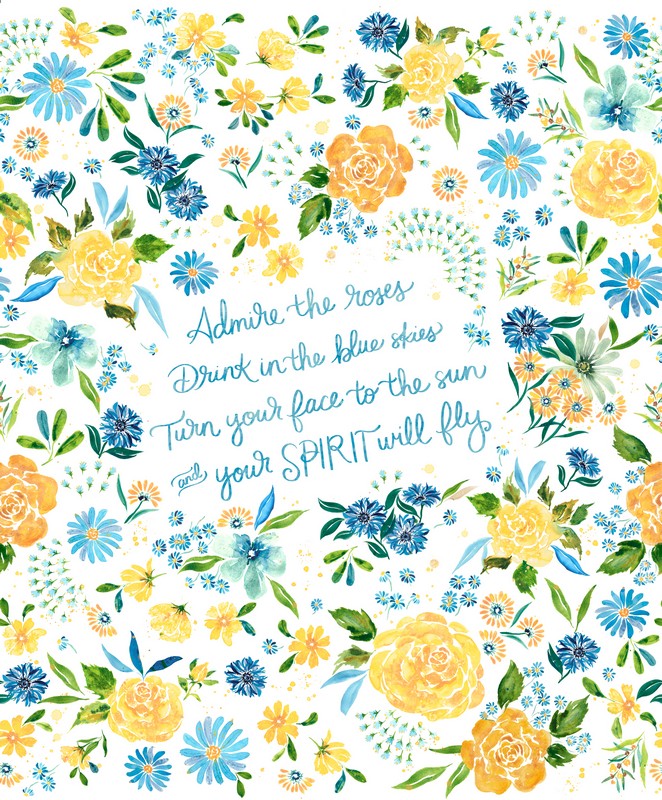 Sunshine & Blue Skies - Admire The Roses PANEL in Cloud - Create Joy Project - Moda (Pre-order Nov 2024)