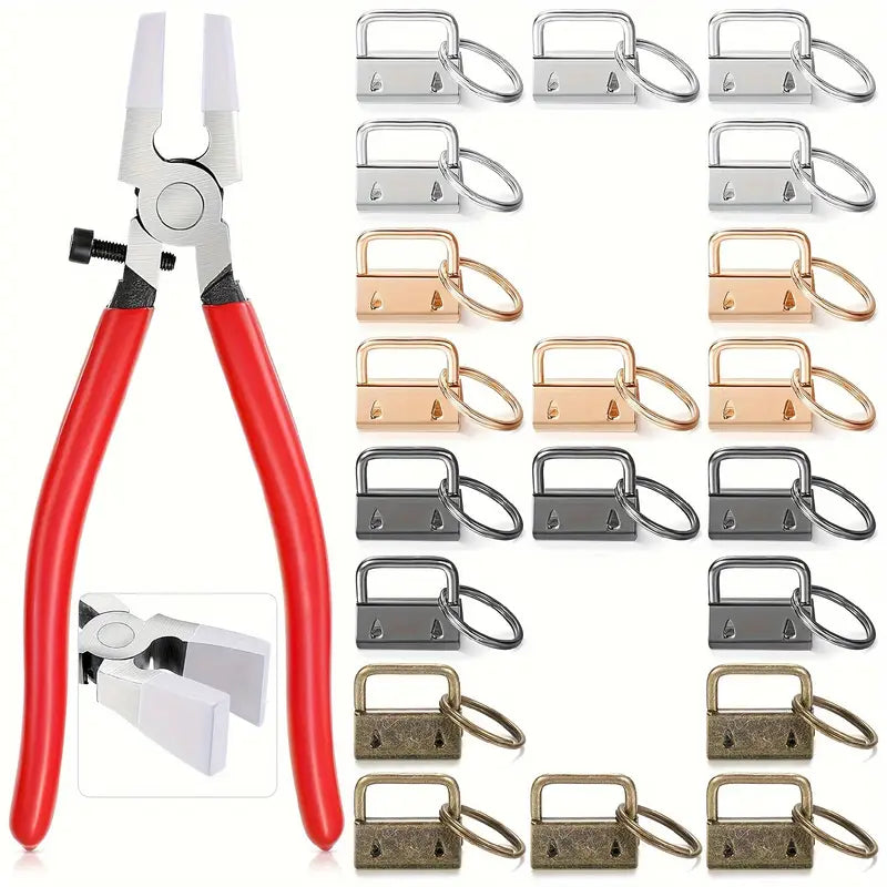 Key Fob Hardware Kit with Pliers and 20 Key Fobs