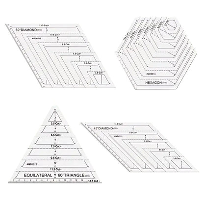 Basic Quilt Rulers Diamond Triangle Hexagon (4 Piece Set) - Essential Notions