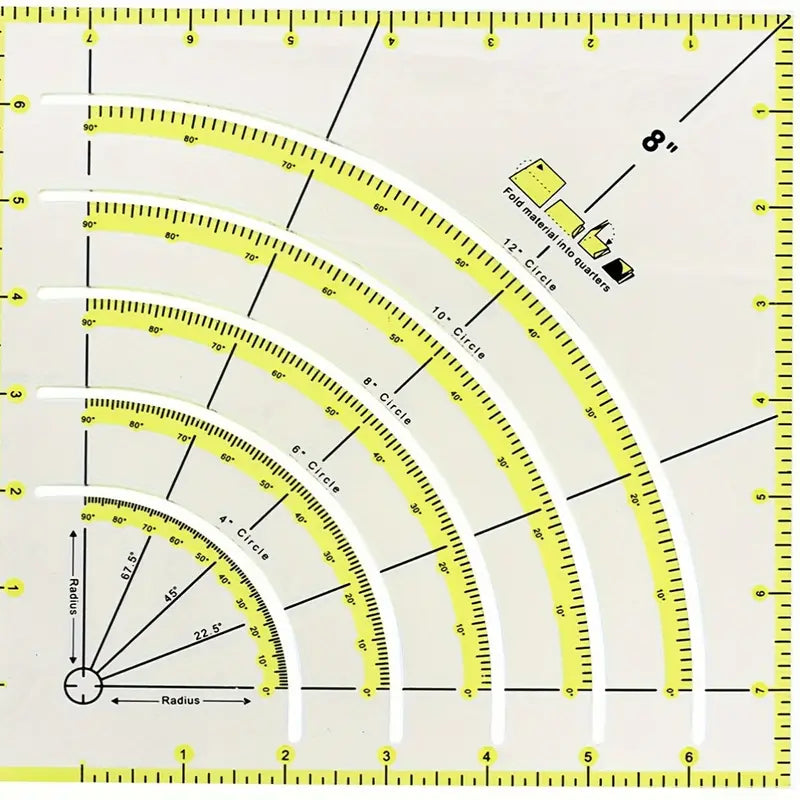 Non-Slip Circle Cutter Ruler 8" x 8" - Essential Notions