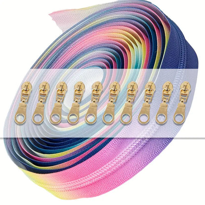 Zipper Set Nylon #5 - Rainbow (4.9 Yards & BONUS 10 Pulls) - Essential Notions