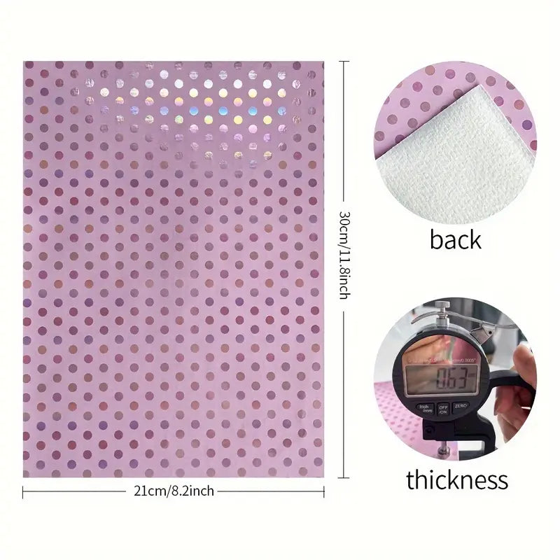 Faux Leather - Polka Dot Holographic (11 Colours) (12" x 54")