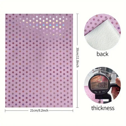 Faux Leather - Polka Dot Holographic (11 Colours) (12" x 54")