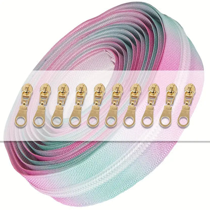 Zipper Set Nylon #5 - Rainbow (4.9 Yards & BONUS 10 Pulls) - Essential Notions