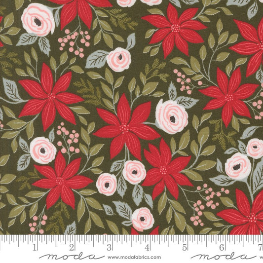 Berry and Pine - Poinsettia in Wintergreen - Lella Boutique - Moda (Pre-order: June 2025)