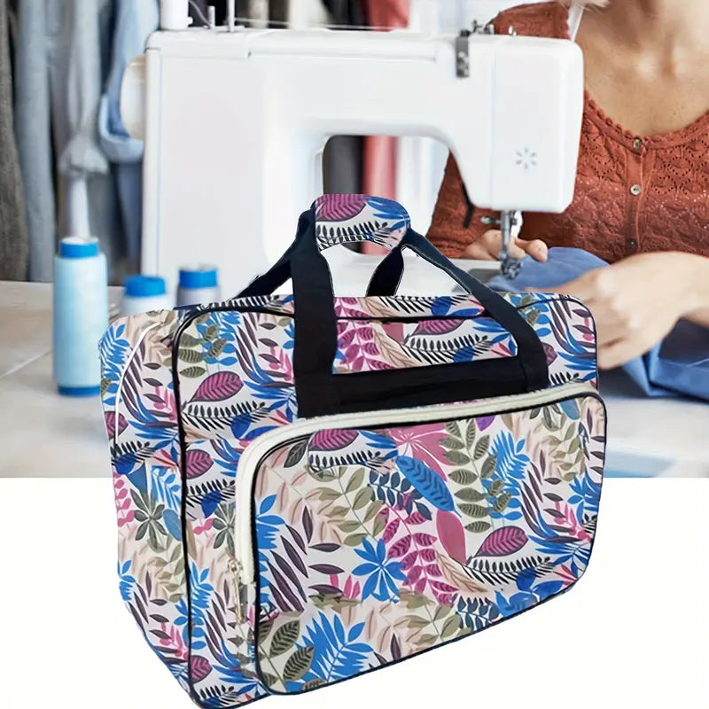 Sewing Machine Travel Bag - White Leaf Multi