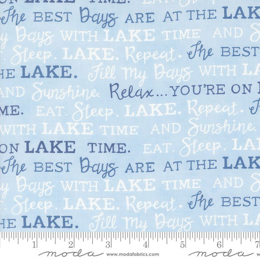 On Lake Time - Lake Words in Sky Blue - Deb Strain - Moda (Pre-order: May 2025)