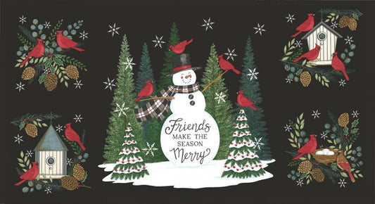 Winter Friends - Panel in Charcoal Black - Deb Strain - Moda