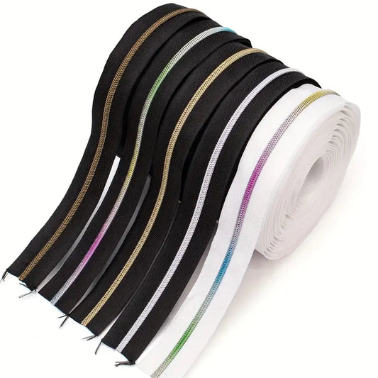 Zipper Set Nylon #5 - Rainbow Zippy Black (4.9 Yards & BONUS 10 Pulls)