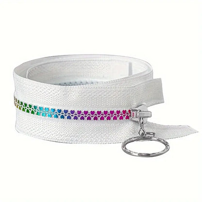 Rainbow Heart Zipper Nylon #5 - White (20" with Alloy Pull)