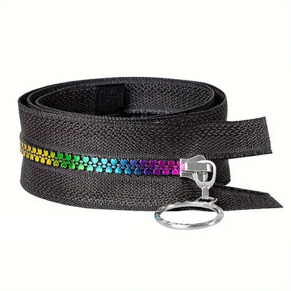 Rainbow Heart Zipper Nylon #5 - Black (20" with Alloy Pull)